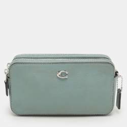 Coach Green Leather Kira Double Zip Crossbody Bag