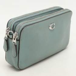 Coach Green Leather Kira Double Zip Crossbody Bag