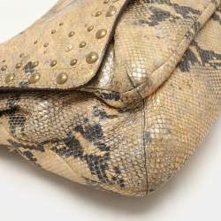 Coach Multicolor Python Embossed Leather Turn Lock Top Handle Bag