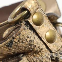 Coach Multicolor Python Embossed Leather Turn Lock Top Handle Bag