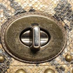 Coach Multicolor Python Embossed Leather Turn Lock Top Handle Bag