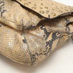 Coach Multicolor Python Embossed Leather Turn Lock Top Handle Bag