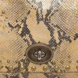 Coach Multicolor Python Embossed Leather Turn Lock Top Handle Bag