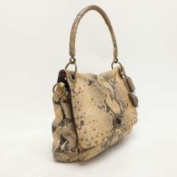Coach Multicolor Python Embossed Leather Turn Lock Top Handle Bag
