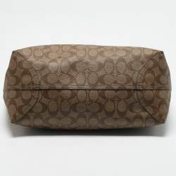 Coach Brown Signature Coated Canvas and Leather City Tote