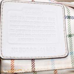 Pre Owned حقيبة كوتش كانفاس بيج/أبيض بالشعار