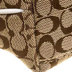 Pre Owned حقيبة كوتش كانفاس بيج/أبيض بالشعار