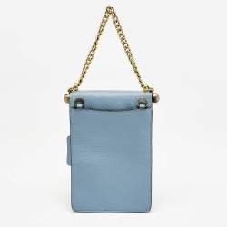 Coach Light Blue Leather Liv Phone Crossbody Bag