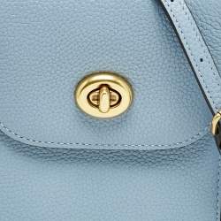 Coach Light Blue Leather Liv Phone Crossbody Bag