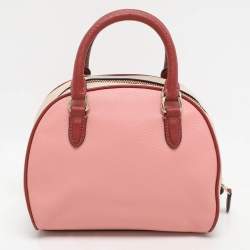 Coach Tri-Color Beige Leather Sydney Satchel