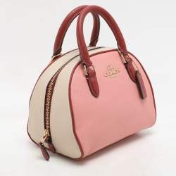 Coach Tri-Color Beige Leather Sydney Satchel