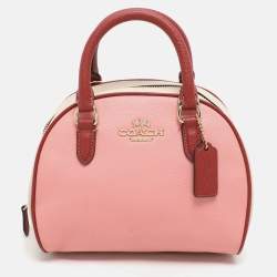 Coach Tri-Color Beige Leather Sydney Satchel