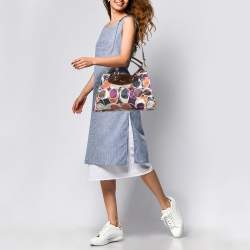 Coach Multicolor Ashley Logo Scarf Print Satin and Patent Leather Tote