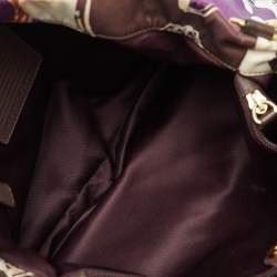 Coach Multicolor Ashley Logo Scarf Print Satin and Patent Leather Tote