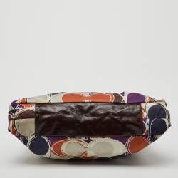 Coach Multicolor Ashley Logo Scarf Print Satin and Patent Leather Tote