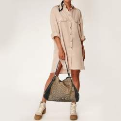 Coach Choco Brown/Beige Signature Canvas Edie Shoulder Bag