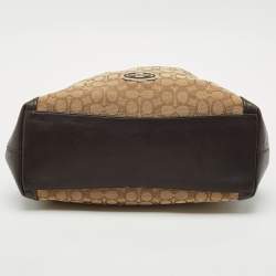 Coach Choco Brown/Beige Signature Canvas Edie Shoulder Bag
