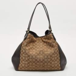 Coach Choco Brown/Beige Signature Canvas Edie Shoulder Bag
