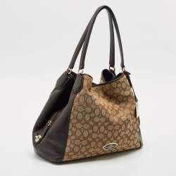 Coach Choco Brown/Beige Signature Canvas Edie Shoulder Bag