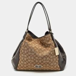 Coach Choco Brown/Beige Signature Canvas Edie Shoulder Bag