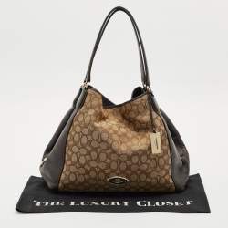 Coach Choco Brown/Beige Signature Canvas Edie Shoulder Bag