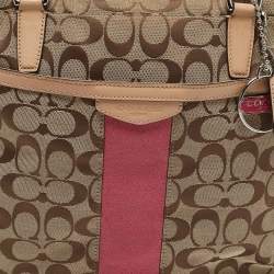 Coach Beige Signature Canvas and Leather Top Zip Tote 