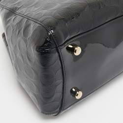 Coach Black/Burgundy Signature Embossed Patent Leather Margot Satchel