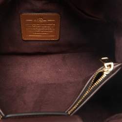 Coach Black/Burgundy Signature Embossed Patent Leather Margot Satchel