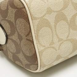 Coach Beige Signature Coated Canvas and Leather Mini Rowan Satchel