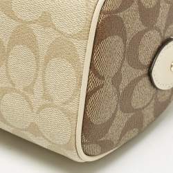 Coach Beige Signature Coated Canvas and Leather Mini Rowan Satchel