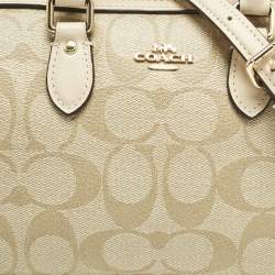 Coach Beige Signature Coated Canvas and Leather Mini Rowan Satchel