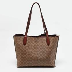 Coach Beige/Brown Signature Coated Canvas and Leather Willow Tote