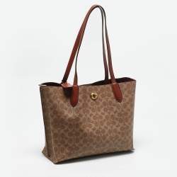 Coach Beige/Brown Signature Coated Canvas and Leather Willow Tote