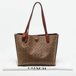 Coach Beige/Brown Signature Coated Canvas and Leather Willow Tote