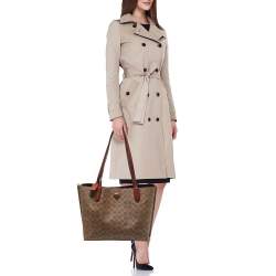 Coach Beige/Brown Signature Coated Canvas and Leather Willow Tote