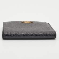 Pre Owned Coach Black Crossgrain Leather Compact Wallet