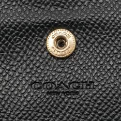 Pre Owned Coach Black Crossgrain Leather Compact Wallet