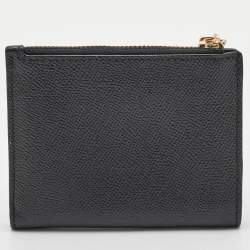Pre Owned Coach Black Crossgrain Leather Compact Wallet