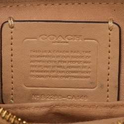 Pre Owned Coach Off White/Brown Signature Coated Canvas and Leather Rowan Boston Bag