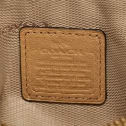 Coach Beige Leather Zip Wristlet Pouch