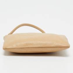 Coach Beige Leather Zip Wristlet Pouch