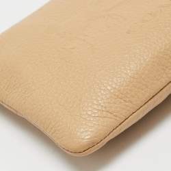 Coach Beige Leather Zip Wristlet Pouch