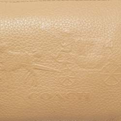 Coach Beige Leather Zip Wristlet Pouch