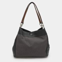 Coach Dark Brown/Grey Jacquard Canvas and Leather Legacy Lexy Shoulder Bag