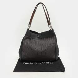 Coach Dark Brown/Grey Jacquard Canvas and Leather Legacy Lexy Shoulder Bag