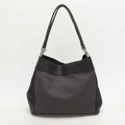 Coach Dark Brown/Grey Jacquard Canvas and Leather Legacy Lexy Shoulder Bag