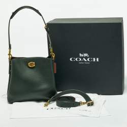 Pre Owned Coach Dark Green Leather Willow Bucket Bag