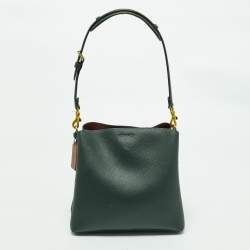 Pre Owned Coach Dark Green Leather Willow Bucket Bag
