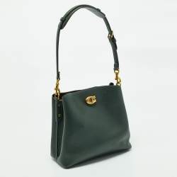 Pre Owned Coach Dark Green Leather Willow Bucket Bag