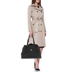 Coach Black Leather and Suede Lora Carryall Satchel